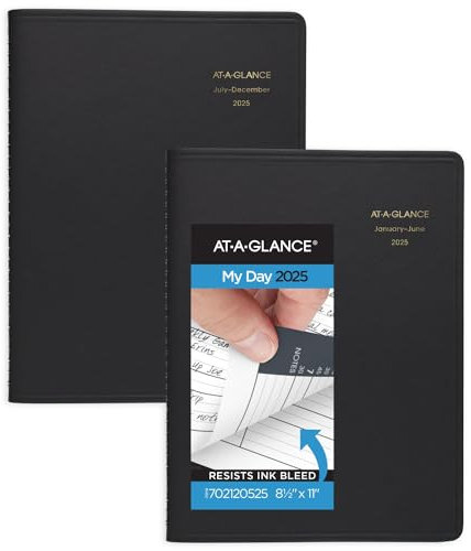 AT-A-GLANCE Terminkalender 2025, Tagesplaner, Gruppenplaner für acht Personen, 21,6 x 27,9 cm, groß, Viertelstunden, 2 Bände, Schwarz (702120525)