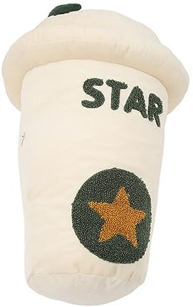 Almohada de Felpa con Forma de Taza de café, Simulación de Taza de café para Llevar, Juguete de Peluche, Relleno de Algodón, Costura Fina, Tacto Suave para Dormir (Estrella)