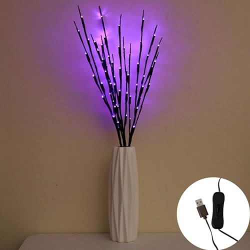 Ulalaza 77 cm Zweiglampe mit 6 Zweigen und 120 LED-Lampen USB-betrieben LED-beleuchtete Weidenzweige Vasenfüller Verwendung für Weihnachten Zuhause Party Dekoration im Innen- und Außenbereich