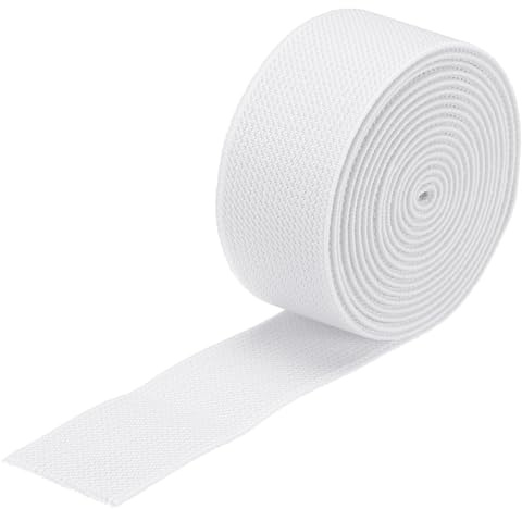 QUARKZMAN 3cm Gummiband Breit zum Nähen, 2 Meter Elastic Rubber Band, Breites Gummiband für Hosen, Bund, Stoffe zum Nähen (Weiß)