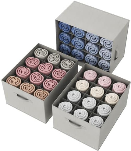Lifewit Schrank Aufbewahrungsbox Kleidung, Jeans Ordner für Kleiderschrank mit Trennplatte, 12 Fächer, Faltbare Schrank Sortierbox 43 x 33 x 24cm für Hosen, T-Shirts, Pullover, Leggings, 3er Set