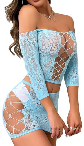Buitifo Women Lingerie Set BabyDoll Bodysuit Nightwear | 2 Piece Cute Pajamas Set, Mini Top Mesh Dress Bikini Covers Going Out Outifts,skirt and top sets women party