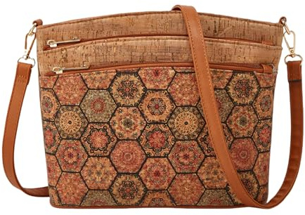 Tuokrisa Naturkork Umhängetasche Handtasche Vintage Crossbody Umhängetasche, Mehrfarbig C