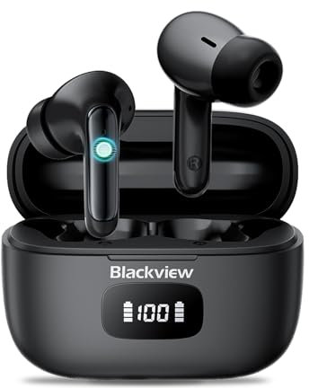 Blackview Cuffie Bluetooth, AirBuds 8 Auricolari Bluetooth 5.3,Cuffie Wireless Stereo Touch Sensor, Dual Noise Reduction Earbuds, 56Ore Di Riproduzione, Indicatore Di Alimentazione Led