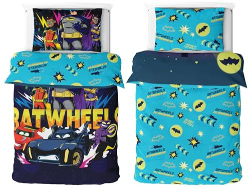 Character World Batwheels Official Single Duvet Cover Set | Bat Cars Design Reversible 2 Sided Bedding Including Matching Pillow Case Single Bed Set | Polycotton