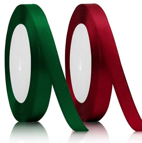 2PCS Geschenkband,Dekoration Schleifenband,10mm 22m Satinband,Red Band,Satinband Grün,Geschenkband Grün,Dekoband,Schleifenband Grün,Satinbänder,Ribbon,Geschenkband Rot,Schleifenband Grün,Bändchen