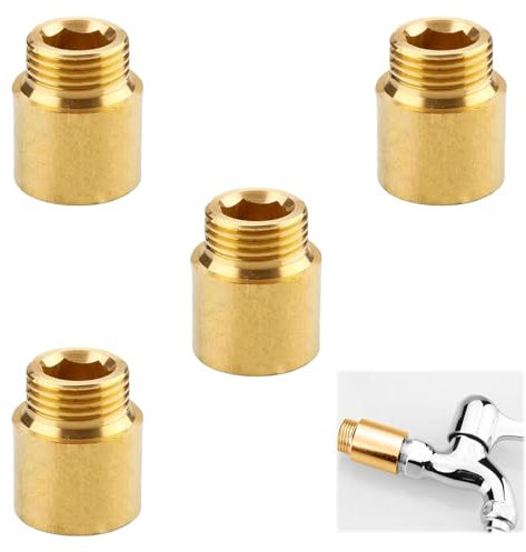 4 PCS 20MM Messing Verlängerung Fitting Hahnverlängerung 1/2 Zoll x 20 mm Gewindefitting hahnverlängerung werkzeug Anschluß Verlängerung für Trinkwasser und Heizung Installation