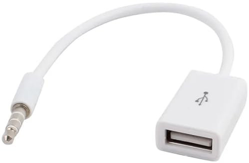 AYMBH AUX to USB Adapter - 3.5mm Male Audio Jack to USB 2.0 Female Converter for Car Aux Port - Music Playback Only, Compatible with MP3 Decoder Function - 20cm Lead Cable