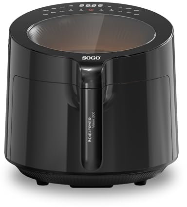 SOGO Freidora de Aire 5L sin Aceite - Cocina Saludable con 80% Menos Grasa - 12 Modos de Cocción para Recetas Versátiles - Air Fryer con Pantalla Táctil LED y Accesorios Aptos para Lavavajillas