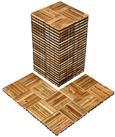 VEVOR Piastrelle per Terrazza ad Incastro in Legno Massello, 27 Pezzi 30,5 x 30,5 cm, Impermeabili, in Legno di Pino Canfora, per Tutte Atmosferie, Piastrelle per Portico Bordo Piscina Balcone Cortile