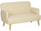 HOMCOM 2 Sitzer Sofa, Kleine Couch mit Samtoptik, Holzbeine, Dicke Gepolsterter Polstersofa mit Armlehne für Wohnzimmer, Schlafzimmer, 130 x 74 x 79 cm, Cremeweiß