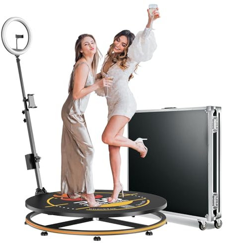 MWE 360 Photo Booth Machine with Flightcase, Logo Customisation, Software Remote Control, Automatic 360 Spin, for 2-3 People to Stand on, Suitable for Parties, Weddings, Rentals (26.8)