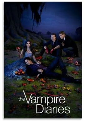 XJUMNI The Vampire Diaries(1) Klassisches Horror-Filmplakat Romantische Serie Poster für Wanddekoration Leinwand Kunst Klassisches Poster Ästhetische Wohnkultur 30x45cm Rahmenloser Stil