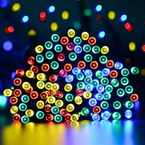 Fabulouz Outdoor Battery Operated Fairy Lights, 400 LED, Multicolour | Christmas Tree and Window Use, 8 Modes, 6-Hour Timer, 32.3m Green Cable, 3 AA Required, Not Included, IP44 Weatherproof Case