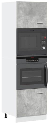 Générique Armoire à Micro-Ondes Gris béton 60x57x207 cm Aggloméré,Meubles de Cuisine,52.69KG-856127