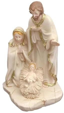 KUKUUU Handbemalte Heilige Familie Statue Jesus Figur Home Art Statue Esstisch Schreibtisch Dekor