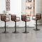 Ckaff Tabouret de Bar Lot de 4, Tabouret de Cuisine Pivotants 360°,Chaise de Bar Réglable en Hauteur avec Similicuir avec et Repose-Pieds, Dossier, Accoudoirs pour Cuisine, Comptoir, Bar, Marron foncé