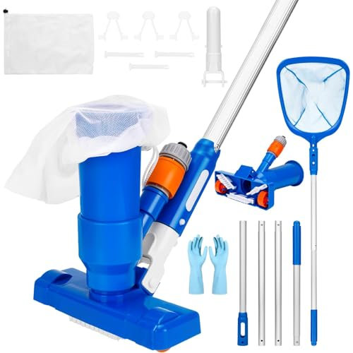 BBWELL Aspirateur de Piscine,Kit de Nettoyage par Aspiration,Kit d'entretien pour Piscine,Balai Aspirateur Piscines Filtre,Aspirateurs Portable pour Petites Piscines, Spa, Ja-cuzzi, Bain à Remous