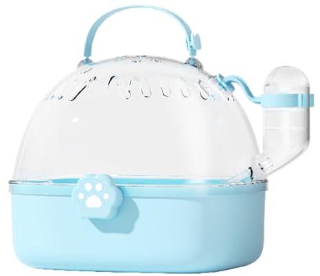 Transportkäfig für Vögel, 18,4 x 16,3 x 17 cm, transparent, für kleine Haustiere, tragbare kompakte Tragetasche mit Wasserflasche für Wilde kleine Sittiche im Freien