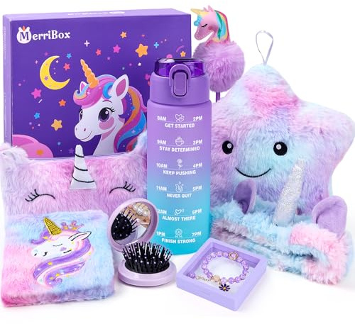 Einhorn Geschenke für Mädchen 4 5 6 7 8 9 10 Jahre – 8 Geschenkideen wie Trinkflaschen & Kuschelkissen – Geschenke für Mädchen, Tochter, Nichte & Enkelin, für Weihnachten, Geburtstag & jeden Anlass