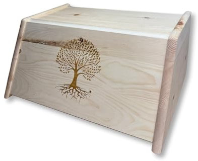 Generisch Zirbenbrotdose | Brotbehälter aus Zirbe | Brotaufbewahrungsbox aus Holz | Brotkasten aus Zirbenholz mit Gravur (Baum des Lebens)