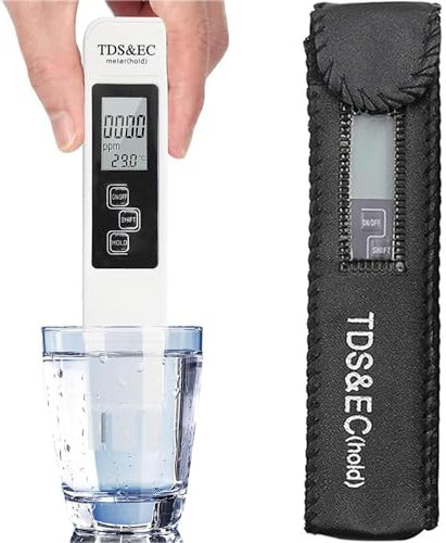 KEWAYO 3 in1 TDS Messgerät mit EC sowie Temperatur Meter– digitaler Wasserqualität-Tester, Messbereich 0-9999US/CM, für Wasser, Pflanzen, Aquarien, Trinkwasser