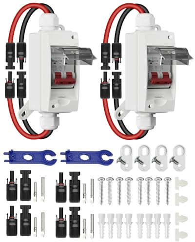 CNLonQcom Disjoncteur PV 32A DC500V solaire interrupteur de déconnexion 1 en 1 Out avec câble Fiche solaire et support de fixation IP65 étanche pour installation solaire