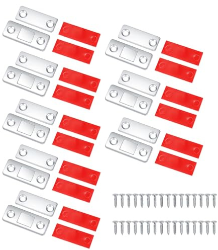 8 Pcs Ultra Thin Self Adhesive Magnetic Door Catches, Cupboard Door Magnets | Magnetic Latch for Wardrobe Cabinet Sliding & Internal Doors with Mounting Screws
