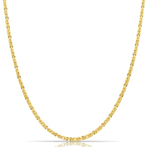 Tony Fein Königskette 2,5 mm 585er 14 Karat Vergoldet Karabinerverschluss Made in Italy für Damen und Herren