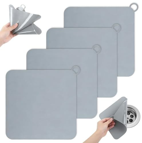 LONGERSIZHAN 4Pezzi Tappo Doccia Antiodore 20x20cm, per Cucina e WC | Tappo per scarico in silicone antiodore. Ideale per vasca da bagno, cucina e WC. Facile da pulire.