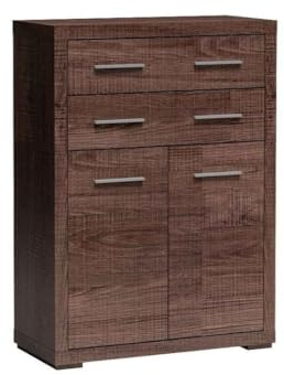Masseno Kommode Salerno 88 cm Sideboard mit 2 Schubladen und 2 Türen für Wohnzimmer Schlafzimmer Modern 88x40,5x122,5 cm Braun