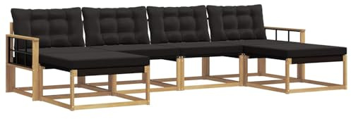 vidaXL Outdoor-Sofagarnitur mit Kissen 6 pcs Weiß und Schwarz, Garten, modernes Outdoor-Sofa, Sitzgruppe für den Patio, Terrassenmöbel für entspanntes Chillen