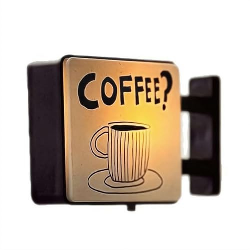 Retro Coffee Shop Fridge Magnets With Lights, Mini Magnetic Led Coffee Lamp Neon Sign for Refrigerator Decor, Vintage Wall-mount Ambiance Light for Home Kitchen Bar Office Cafe, Coffeelovers (Cup)