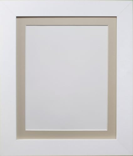 FRAMES BY POST Metro White Picture Photo Frame with Light Grey Mount 24 x 20 For Pic Size 20 x 16 (Plastic Glass)