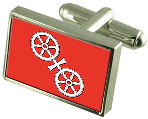 Select Gifts Mainz City Deutschland Flag Sterling Silber Manschettenknöpfe graviert Box