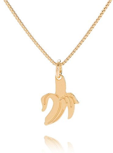 Malaika Raiss Halskette Damen Gold Bananen Anhänger Messing 24 Karat vergoldet - N3141