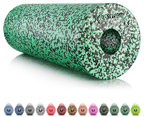 BODYMATE Faszienrolle Standard Mittel-Hart mit Gratis E-Book - Schwarz/Grün 45x15cm
