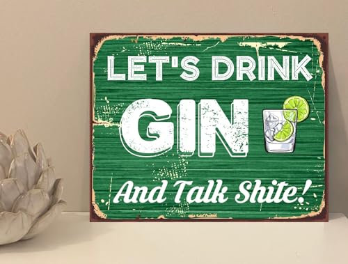 the sticker studio ltd Let's Drink Gin Quote Alcohol House Novelty Metal Plaque Sign Gift fcp42