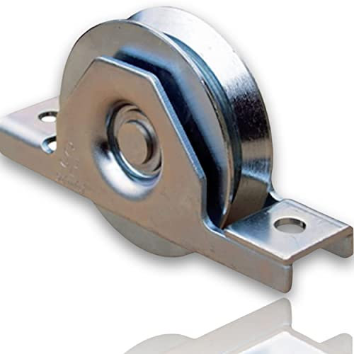 DECO FER FORGE- Roue ou Galet de Portail coulissant avec une Gorge en V- Roulette portail coulissant A encastrer - Diamètre de la roue Ø 50 mm- roulette charge lourde - Pour porte coulissante