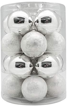 MAGIC Weihnachtskugeln Glas 6cm 20 STK. Christbaumkugeln Farbe: Silber eislack