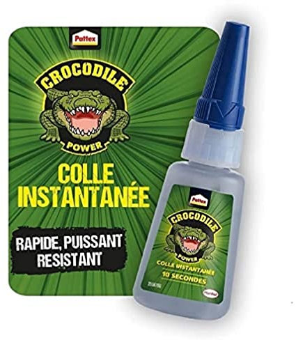 Pattex Crocodile Power - Colle Instantanée (flacon de 15 g) – Colle forte rapide, puissante et résistante – Colle transparente à séchage rapide multi-matériaux
