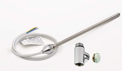 Valdern Kit di scaldasalviette elettrico a doppio combustibile (150 W/250 W/300 W/400 W/600 W) per portasciugamani da bagno e termosifoni, tappo cromato con raccordo a T e spina di chiusura (600 Watt)