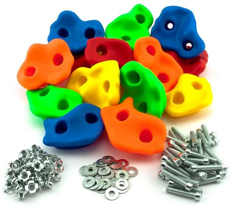 GO!elements Klettergriffe Kinder 15/20/25/30 Stück mit Befestigungsmaterial, Outdoor Indoor Klettersteine bunt für Kletterwand, Kids Bouldersteine Set für Spielturm mit Schrauben - 25 Stück