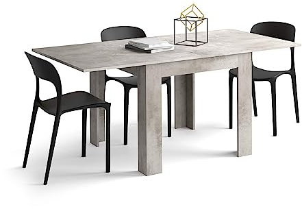 Mobili Fiver, Eldorado Tisch, quadratisch, ausziehbar, 90 x 180 x 90 cm, zementgrau, für 4-8 Personen, Küchentisch, hergestellt in Italien