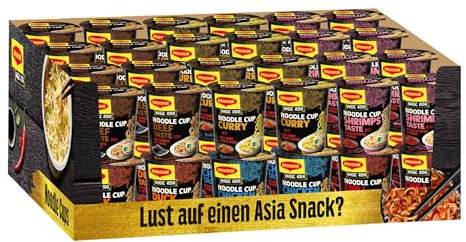 Maggi Magic Asia Noodle Cups, Sortimentsbox, Instant-Nudeln in 6 verschiedenen Geschmacksrichtungen, Leckere Fertiggerichte im praktischen Becher, 48er Pack (48 Becher)