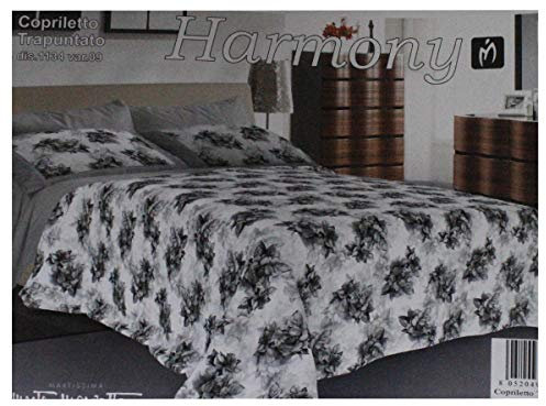 Russo Tessuti #Trapuntino Copriletto Trapuntato Letto Matrimoniale Harmony Rose Grigio