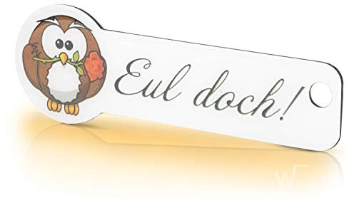 Einkaufswagenlöser Eul doch/Entriegler für Einkaufswagen – inkl. 1 Jahr Schlüsselfundservice/Einkaufswagenchip abziehbar/Einkaufschip zum rausziehen/Schlüsselanhänger Metall / 1 Stück