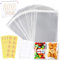 300 Stück 10,2 x 15,2 cm transparente wiederverschließbare Zellophantüten mit 40 Stück blanko selbstklebendem Etikettenpapier und 40 Stück Dankeschön-Aufkleber für Bäckerei, Kerzen, Seife, Keksbeutel