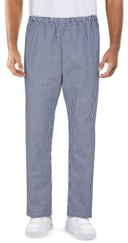 Proluxe Professionelle Kochhose - Ideal für den täglichen Gebrauch (Blauer Scheck, 4XL)