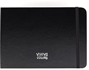 Vivia VV276006 Skizzenbuch mit Kunstleder Einband für Aquarellfarben - 100 % Baumwolle, 40 Seiten, 20 Blatt a 300g/m² starkes Papier, 100% Säurefrei, cold pressed - A5